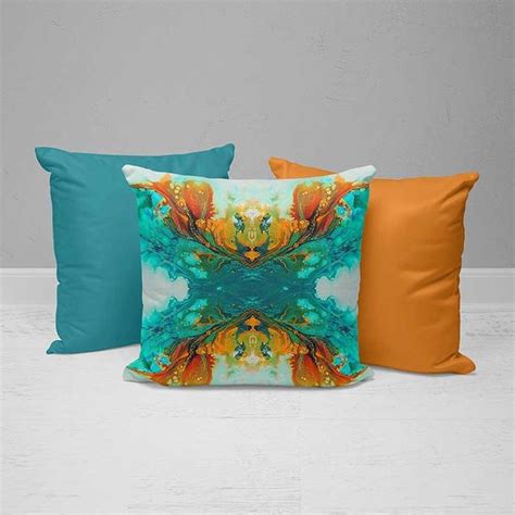 orange teal throw pillows|More.